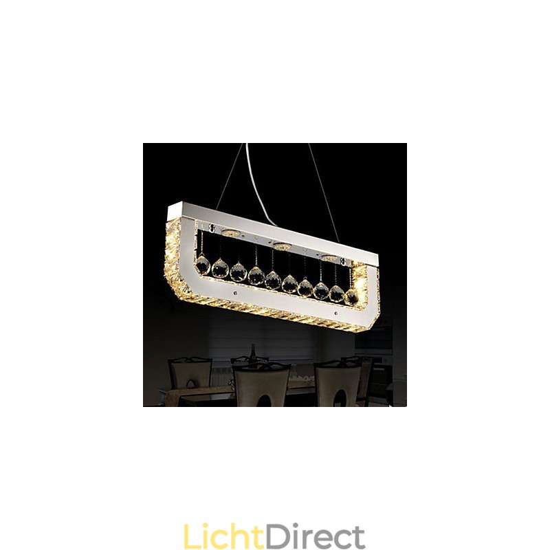 Kristallen kroonluchter hanglamp van rechthoekig geel licht