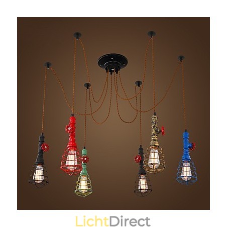 6 lampen Vintage hanglamp Waterpijp Designlampen 6 lampen Vintage hanglamp Waterpijp Designlampen