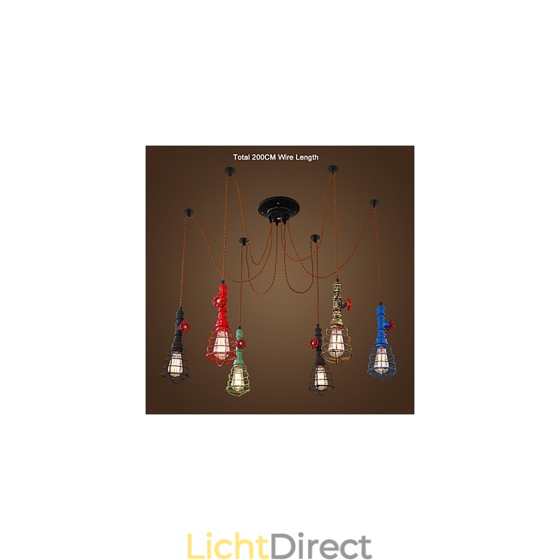 6 lampen Vintage hanglamp Waterpijp Designlampen