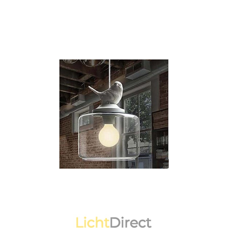 Enkelvoudige glazen vogel hanglamp