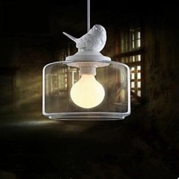 Enkelvoudige glazen vogel hanglamp
