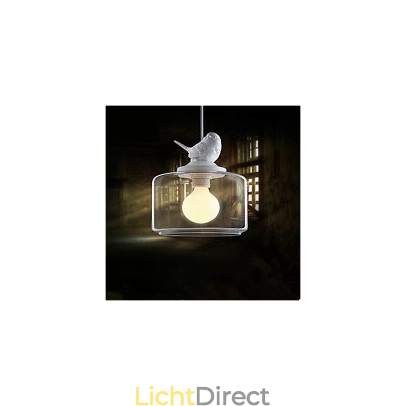 Enkelvoudige glazen vogel hanglamp