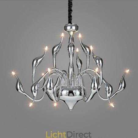 15 Lichts Zilveren Moderne Hedendaagse Chroom Gegalvaniseerde Metalen Kroonluchter