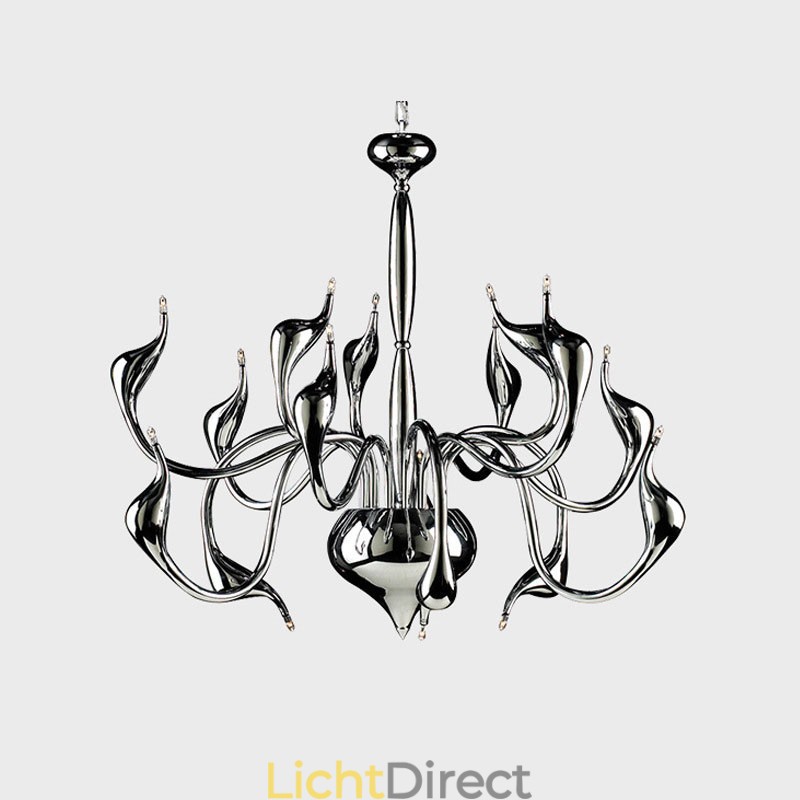 15 Lichts Zilveren Moderne Hedendaagse Chroom Gegalvaniseerde Metalen Kroonluchter