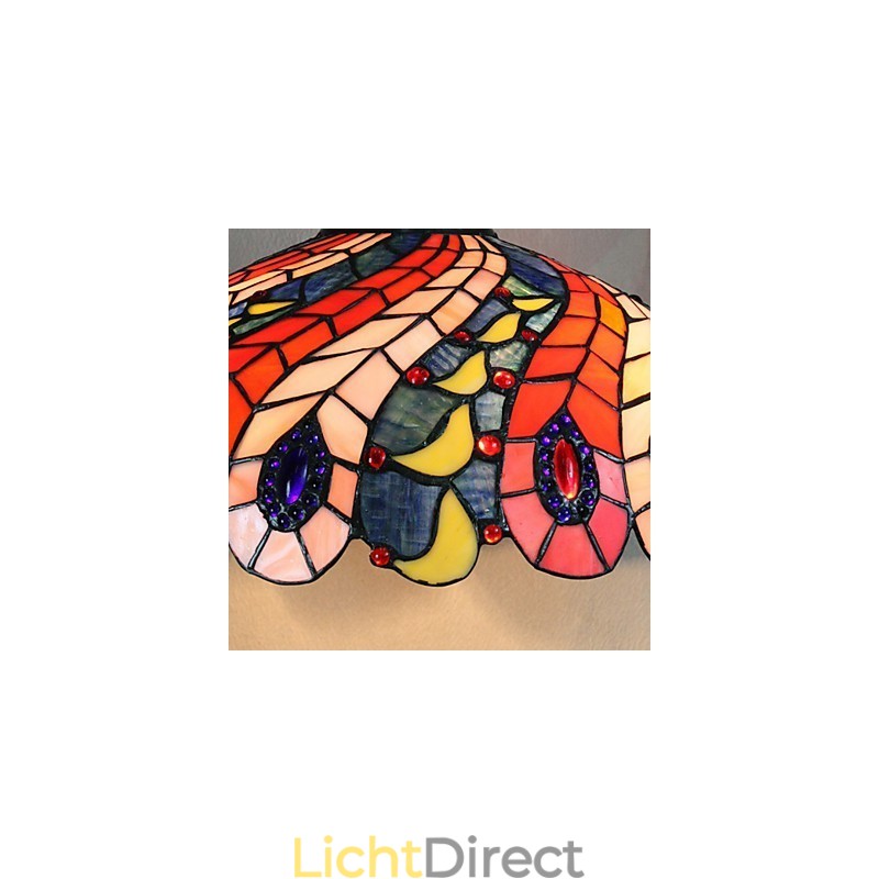 Hanglamp met 2 lampen in kap met pauwenverenpatroon