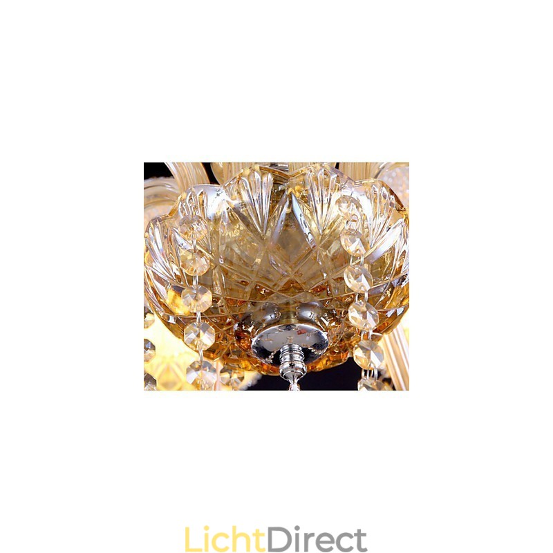 Amber 6-lichts elegante kristallen kroonluchter voor thuis