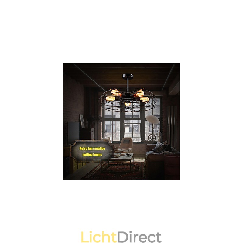 Industriële vintage metalen ventilator hanglamp steampunk plafond kroonluchter licht