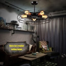 Industriële vintage metalen ventilator hanglamp steampunk plafond kroonluchter licht
