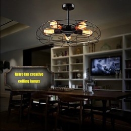 Industriële vintage metalen ventilator hanglamp steampunk plafond kroonluchter licht