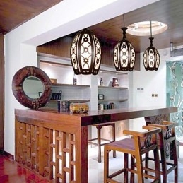 Hedendaagse en gecontracteerde creatieve houten eetkamer hanglamp lamp licht