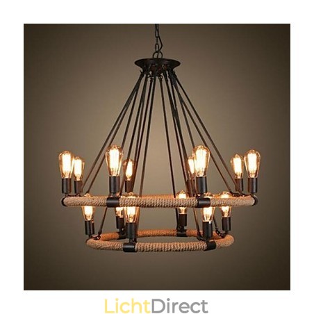 Traditionele klassieke rustieke lodge vintage retro landelijke schilderij metalen hanglamp