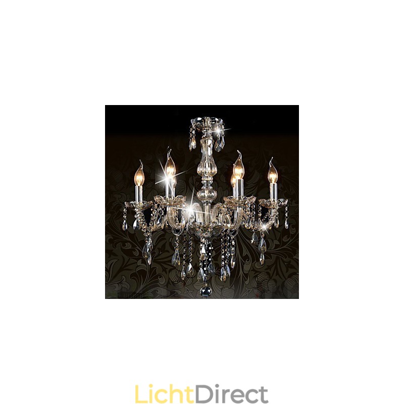 6-lichts luxe kristallen kroonluchter cognackleur K9 kristallen kroonluchter
