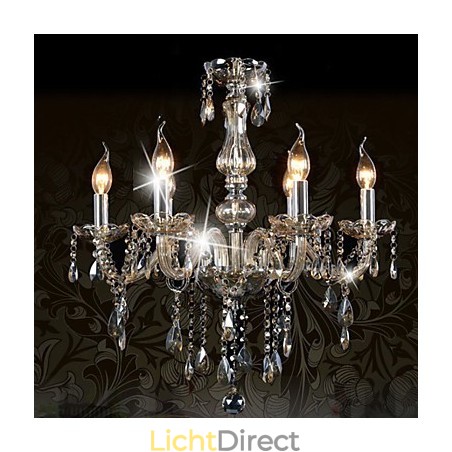 6-lichts luxe kristallen kroonluchter cognackleur K9 kristallen kroonluchter 6-lichts luxe kristallen kroonluchter cognackleur K9 kristallen kroonluchter
