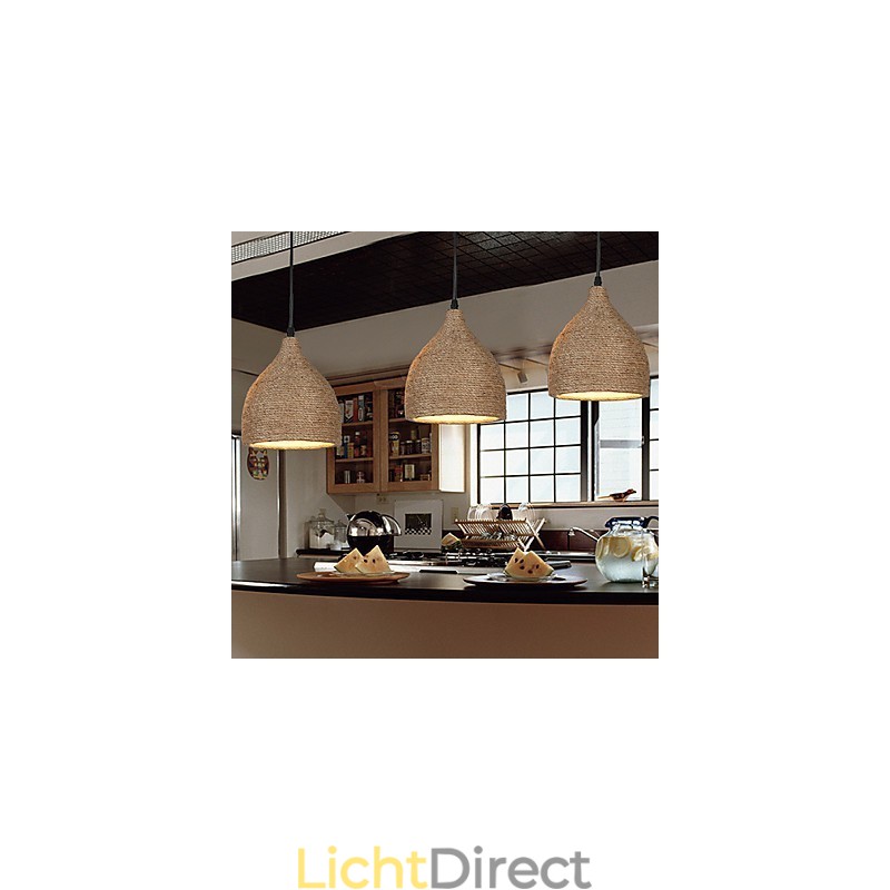 Country Lofts Herstel van oude manieren Henneptouw Enkele kop Kleine hanglamp