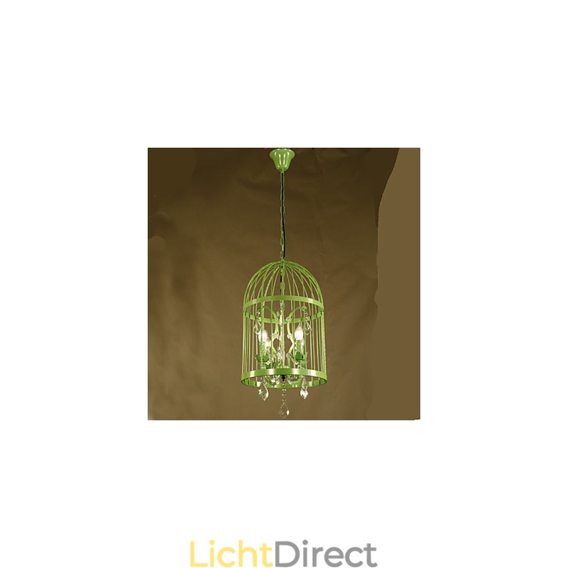 Vintage ijzeren kooi trap lamp kroonluchter kristal
