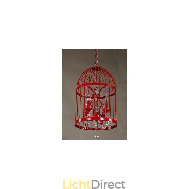 Vintage ijzeren kooi trap lamp kroonluchter kristal
