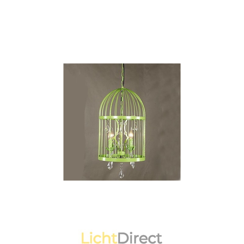 Vintage ijzeren kooi trap lamp kroonluchter kristal