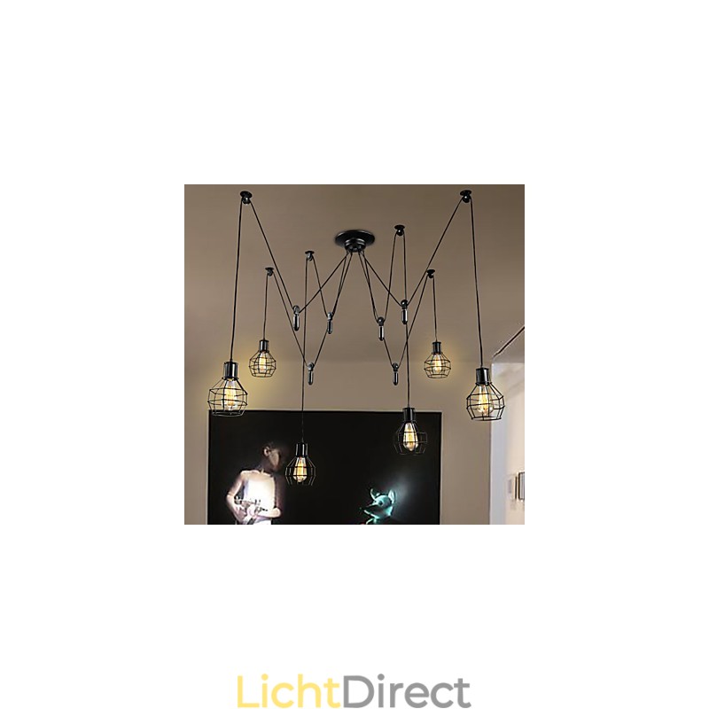 6-lichts landelijke design metalen hanglamp
