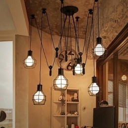 6-lichts landelijke design metalen hanglamp