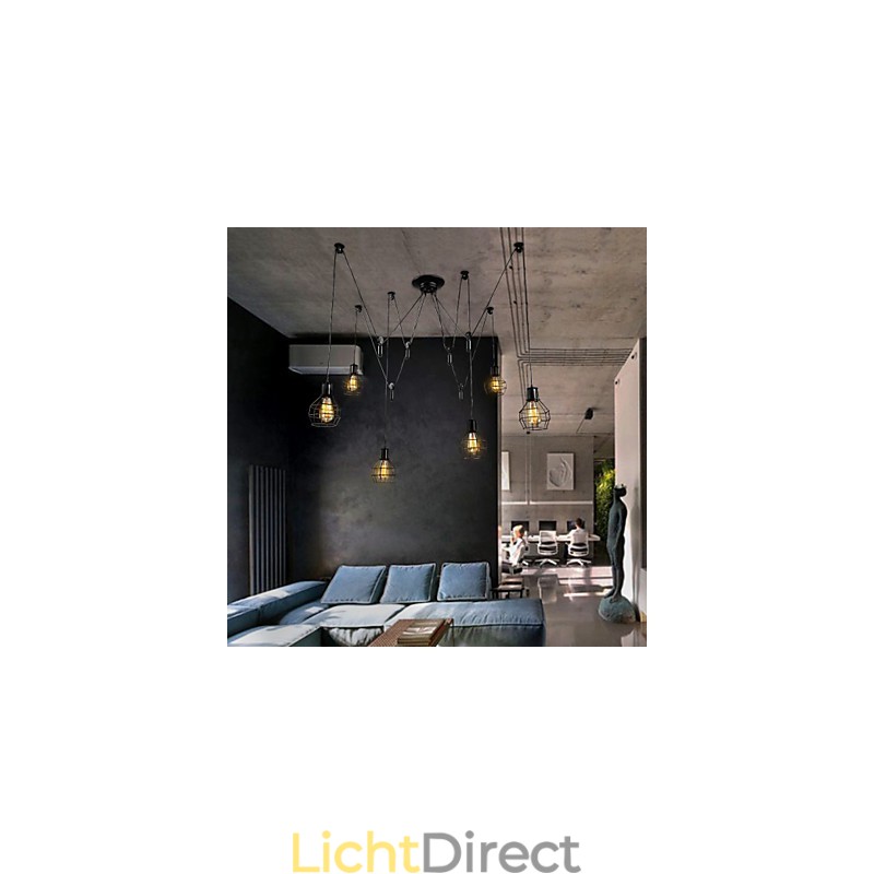 6-lichts landelijke design metalen hanglamp