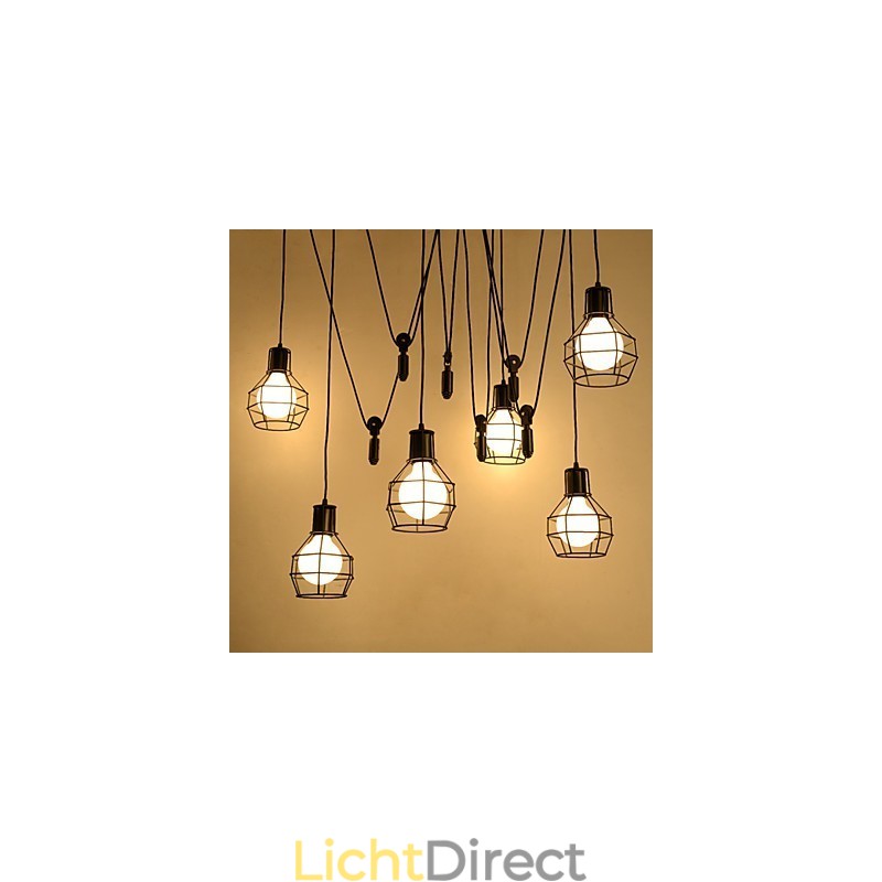 6-lichts landelijke design metalen hanglamp
