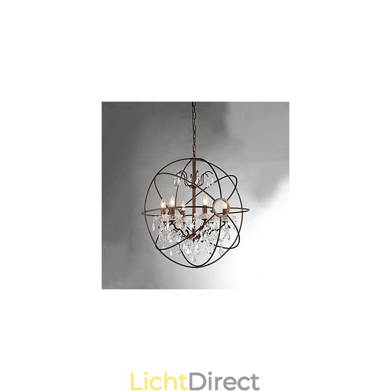 Vintage Kristallen Schilderij Metalen Kroonluchter