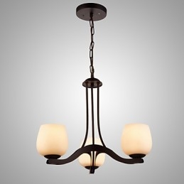 IJzeren schilderij kroonluchter met glazen kap klassieke verlichtingslamp 3 koppen