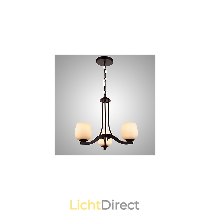IJzeren schilderij kroonluchter met glazen kap klassieke verlichtingslamp 3 koppen