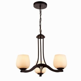IJzeren schilderij kroonluchter met glazen kap klassieke verlichtingslamp 3 koppen
