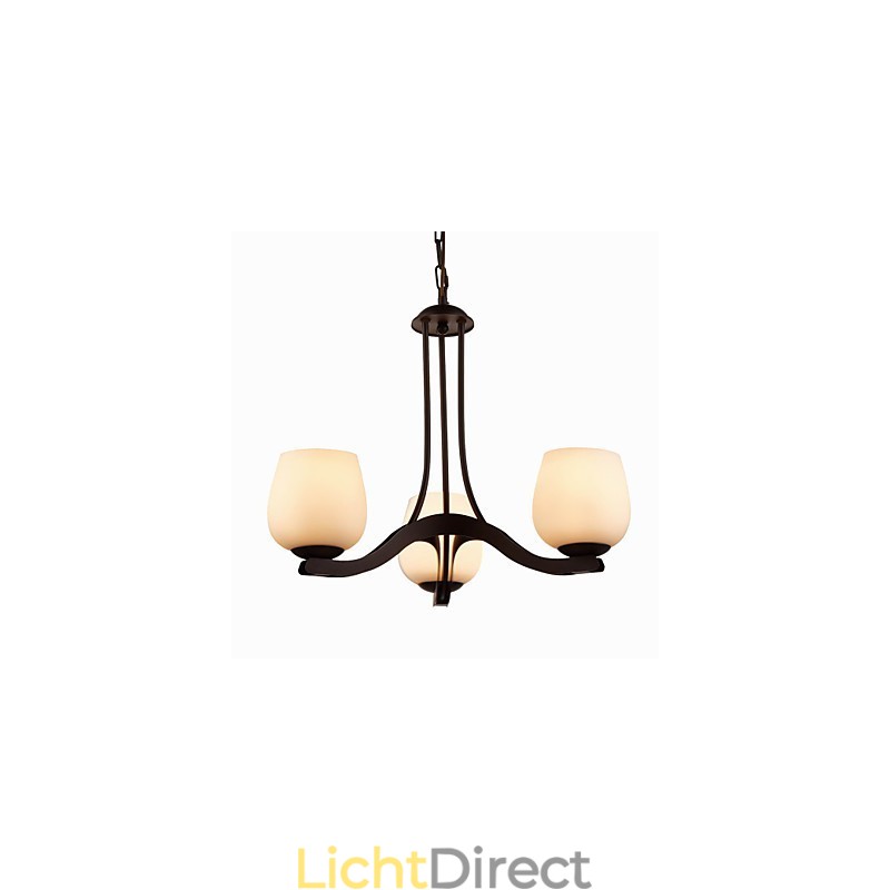 IJzeren schilderij kroonluchter met glazen kap klassieke verlichtingslamp 3 koppen