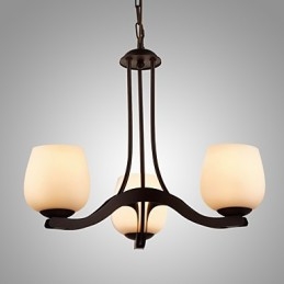 IJzeren schilderij kroonluchter met glazen kap klassieke verlichtingslamp 3 koppen