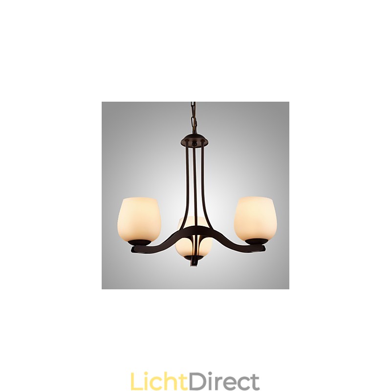 IJzeren schilderij kroonluchter met glazen kap klassieke verlichtingslamp 3 koppen