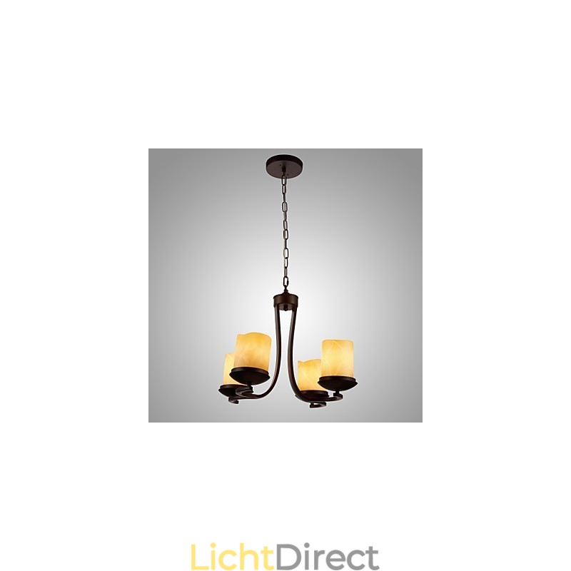 IJzeren schilderij kroonluchter met glazen kap klassieke kaarsverlichting lamp 4 koppen