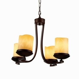 IJzeren schilderij kroonluchter met glazen kap klassieke kaarsverlichting lamp 4 koppen