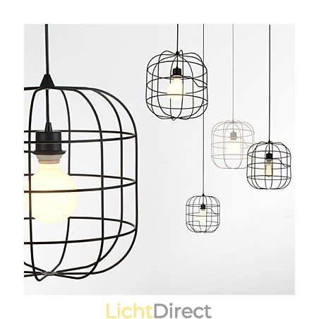 Mini Artistieke Vogelkooi Hanglamp 1 Licht Moderne Eenvoudige Afwerking Zwart Wit Metaal Koolstofstaal Hanglamp Mini Artistieke Vogelkooi Hanglamp 1 Licht Moderne Eenvoudige Afwerking Zwart Wit Metaal Koolstofstaal Hanglamp