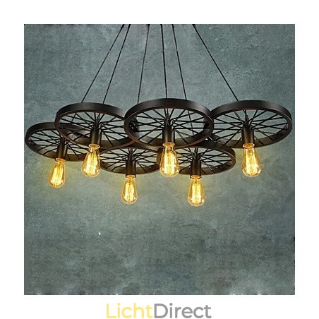 Loft Hanglamp Wiel Kroonluchter Rustiek Vintage Retro Landelijk Eetkamer Metaal+Schilderij Loft Hanglamp Wiel Kroonluchter Rustiek Vintage Retro Landelijk Eetkamer Metaal+Schilderij
