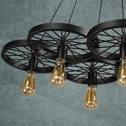 Loft Hanglamp Wiel Kroonluchter Rustiek Vintage Retro Landelijk Eetkamer Metaal+Schilderij