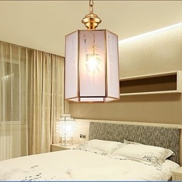 Amerikaanse landelijke kleine hanglamp, geheel van koper, enkel glas