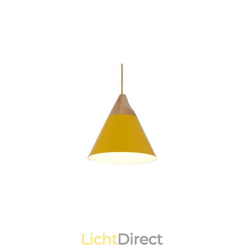 Mini Artistieke Kegelvormige Hanglamp 1 Licht Moderne Eenvoudige Afwerking Zwart Wit Geel Aluminium & Houten Hanglamp