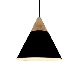 Mini Artistieke Kegelvormige Hanglamp 1 Licht Moderne Eenvoudige Afwerking Zwart Wit Geel Aluminium & Houten Hanglamp