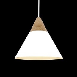 Mini Artistieke Kegelvormige Hanglamp 1 Licht Moderne Eenvoudige Afwerking Zwart Wit Geel Aluminium & Houten Hanglamp