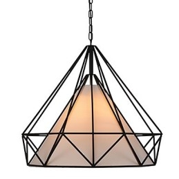 Diamond Mini Hanglamp 1 Licht Moderne Eenvoud Zwart & Wit Afgewerkte Koolstofstalen Doek Hanglamp