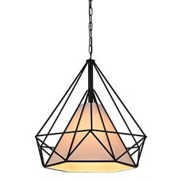 Diamond Mini Hanglamp 1 Licht Moderne Eenvoud Zwart & Wit Afgewerkte Koolstofstalen Doek Hanglamp
