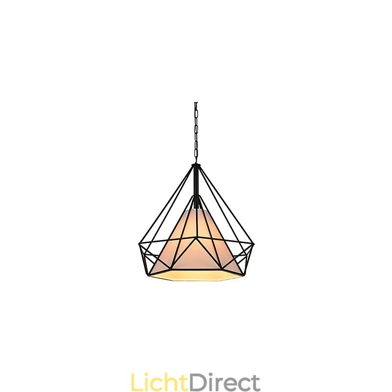 Diamond Mini Hanglamp 1 Licht Moderne Eenvoud Zwart & Wit Afgewerkte Koolstofstalen Doek Hanglamp