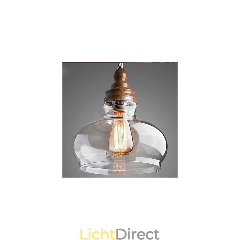 Vintage stijl houten kristallen hanglamp (Dia 24cm)