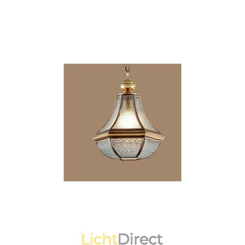 Amerikaanse landelijke kleine hanglamp, geheel van koper, enkel glas