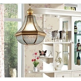 Amerikaanse landelijke kleine hanglamp, geheel van koper, enkel glas