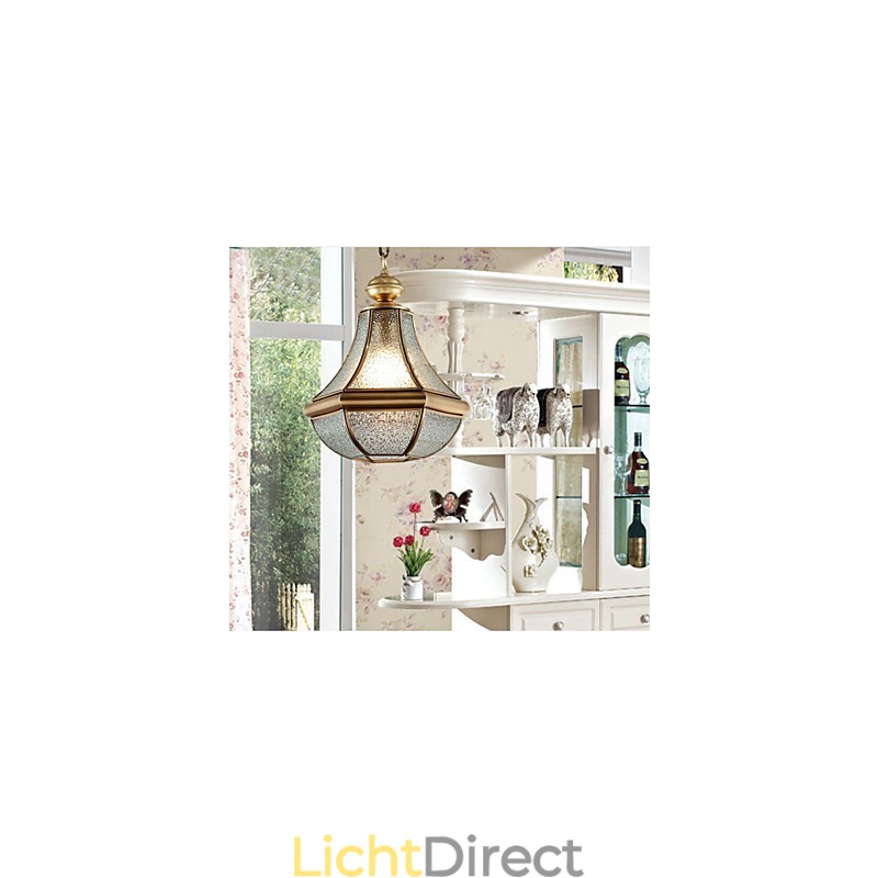 Amerikaanse landelijke kleine hanglamp, geheel van koper, enkel glas