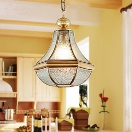 Amerikaanse landelijke kleine hanglamp, geheel van koper, enkel glas