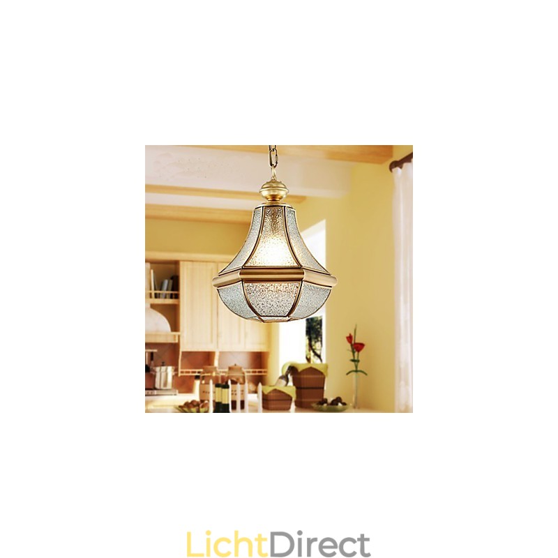 Amerikaanse landelijke kleine hanglamp, geheel van koper, enkel glas